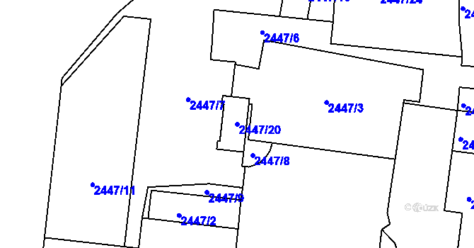 Parcela st. 2447/20 v KÚ Břevnov, Katastrální mapa