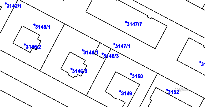 Parcela st. 3146/3 v KÚ Břevnov, Katastrální mapa