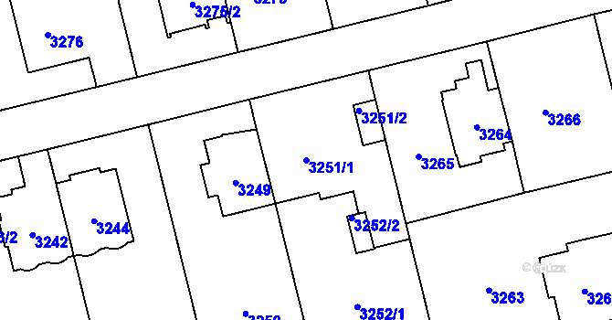 Parcela st. 3251/1 v KÚ Břevnov, Katastrální mapa