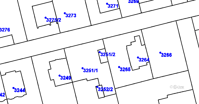 Parcela st. 3251/2 v KÚ Břevnov, Katastrální mapa