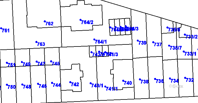 Parcela st. 741/2 v KÚ Břevnov, Katastrální mapa