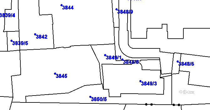 Parcela st. 3849/1 v KÚ Břevnov, Katastrální mapa