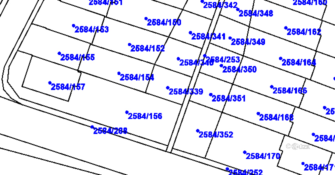 Parcela st. 2584/339 v KÚ Břevnov, Katastrální mapa