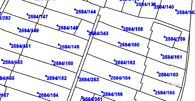 Parcela st. 2584/348 v KÚ Břevnov, Katastrální mapa