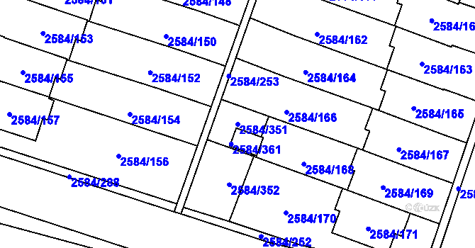 Parcela st. 2584/351 v KÚ Břevnov, Katastrální mapa