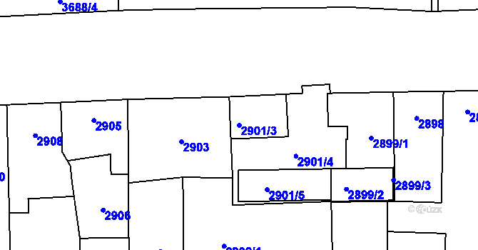 Parcela st. 2901/3 v KÚ Břevnov, Katastrální mapa