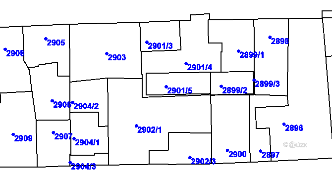Parcela st. 2901/5 v KÚ Břevnov, Katastrální mapa