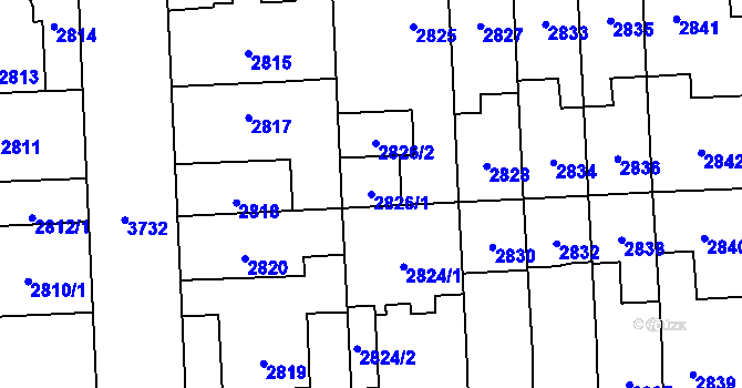 Parcela st. 2826/1 v KÚ Břevnov, Katastrální mapa