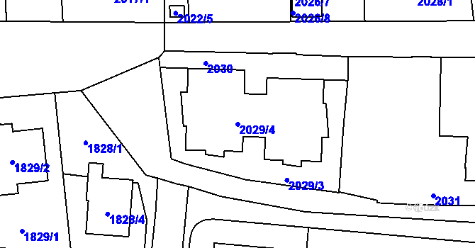 Parcela st. 2029/4 v KÚ Břevnov, Katastrální mapa