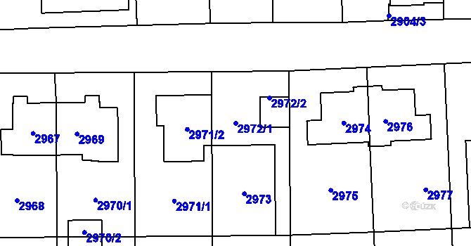 Parcela st. 2972/1 v KÚ Břevnov, Katastrální mapa