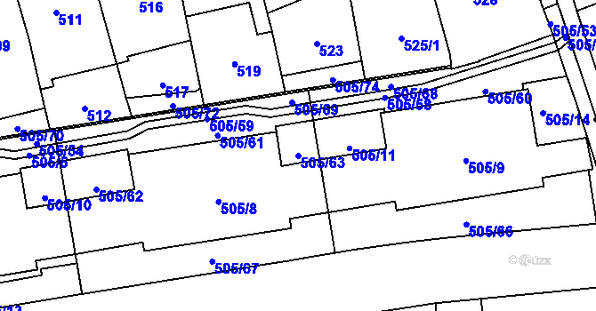 Parcela st. 505/63 v KÚ Břevnov, Katastrální mapa