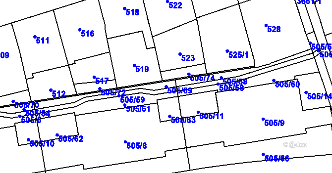 Parcela st. 505/69 v KÚ Břevnov, Katastrální mapa