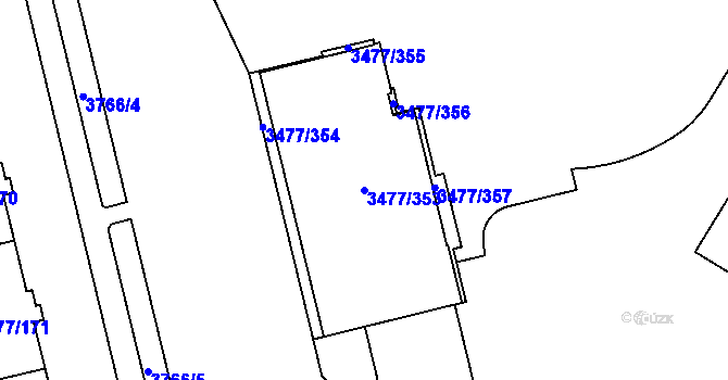 Parcela st. 3477/353 v KÚ Břevnov, Katastrální mapa