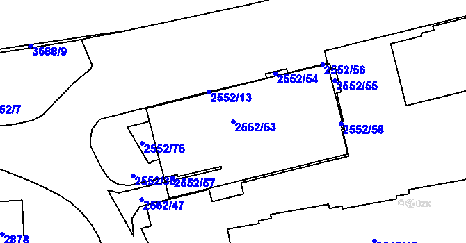 Parcela st. 2552/53 v KÚ Břevnov, Katastrální mapa