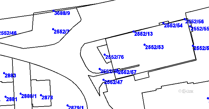 Parcela st. 2552/76 v KÚ Břevnov, Katastrální mapa