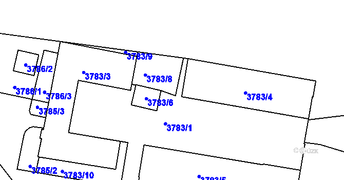 Parcela st. 3783/7 v KÚ Břevnov, Katastrální mapa