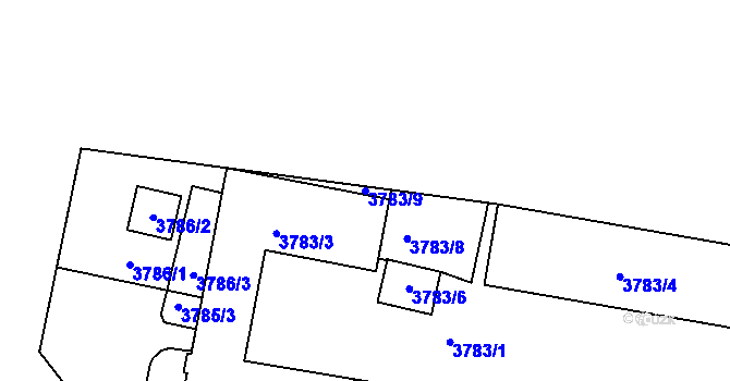 Parcela st. 3783/9 v KÚ Břevnov, Katastrální mapa