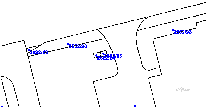 Parcela st. 2552/85 v KÚ Břevnov, Katastrální mapa