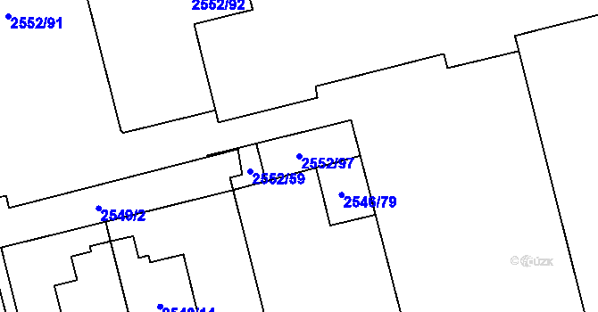 Parcela st. 2552/97 v KÚ Břevnov, Katastrální mapa