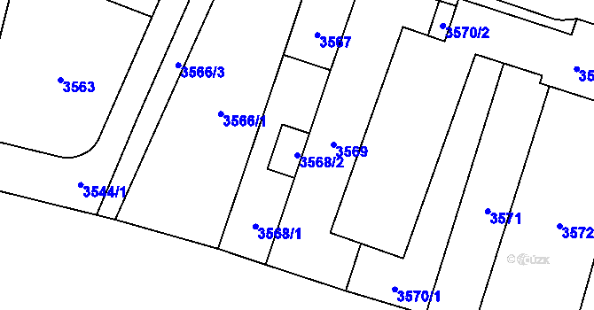 Parcela st. 3568/2 v KÚ Břevnov, Katastrální mapa
