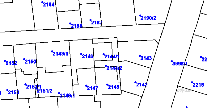Parcela st. 2144/1 v KÚ Břevnov, Katastrální mapa