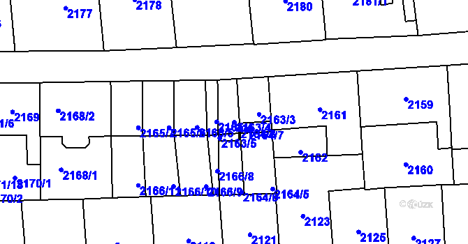 Parcela st. 2163/4 v KÚ Břevnov, Katastrální mapa