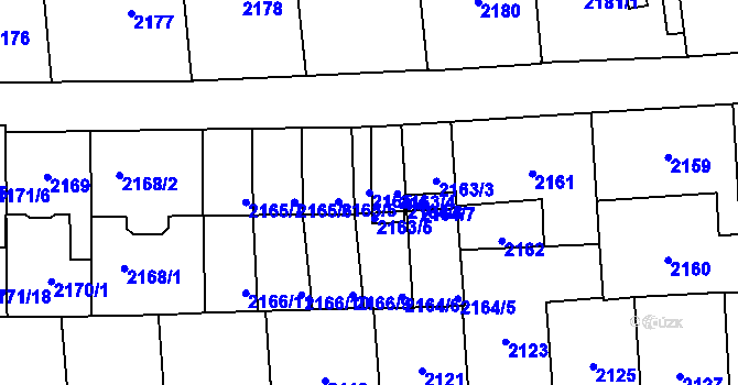 Parcela st. 2165/4 v KÚ Břevnov, Katastrální mapa