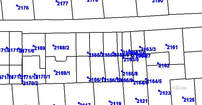 Parcela st. 2165/6 v KÚ Břevnov, Katastrální mapa