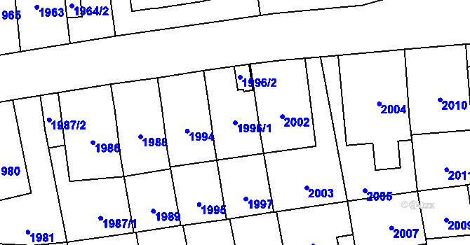 Parcela st. 1996/1 v KÚ Břevnov, Katastrální mapa