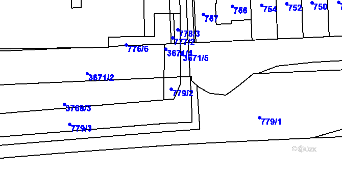 Parcela st. 779/2 v KÚ Břevnov, Katastrální mapa