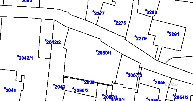 Parcela st. 2060/1 v KÚ Břevnov, Katastrální mapa
