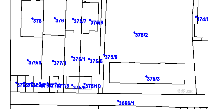 Parcela st. 375/9 v KÚ Břevnov, Katastrální mapa