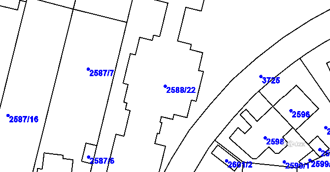 Parcela st. 2588/22 v KÚ Břevnov, Katastrální mapa