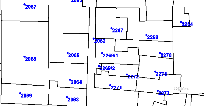Parcela st. 2269/1 v KÚ Břevnov, Katastrální mapa