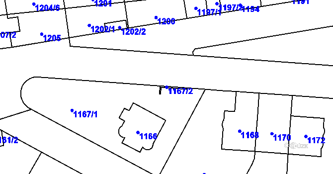 Parcela st. 1167/2 v KÚ Břevnov, Katastrální mapa