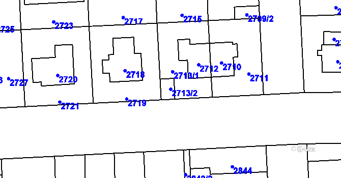 Parcela st. 2713/2 v KÚ Břevnov, Katastrální mapa