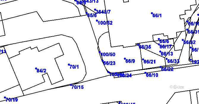 Parcela st. 100/50 v KÚ Břevnov, Katastrální mapa