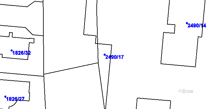 Parcela st. 2490/17 v KÚ Břevnov, Katastrální mapa