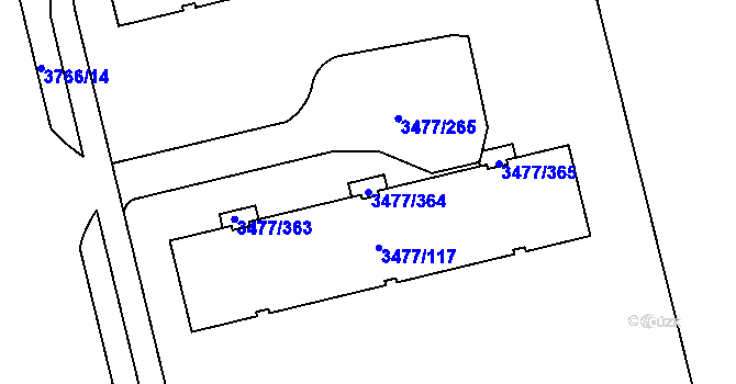Parcela st. 3477/364 v KÚ Břevnov, Katastrální mapa