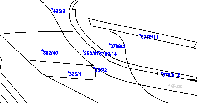 Parcela st. 3789/14 v KÚ Břevnov, Katastrální mapa