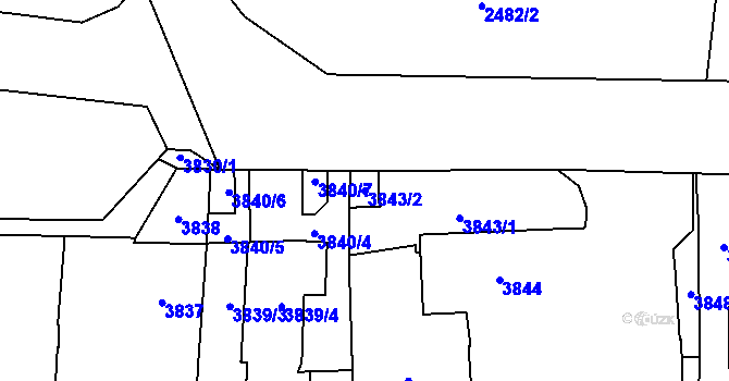 Parcela st. 3843/2 v KÚ Břevnov, Katastrální mapa