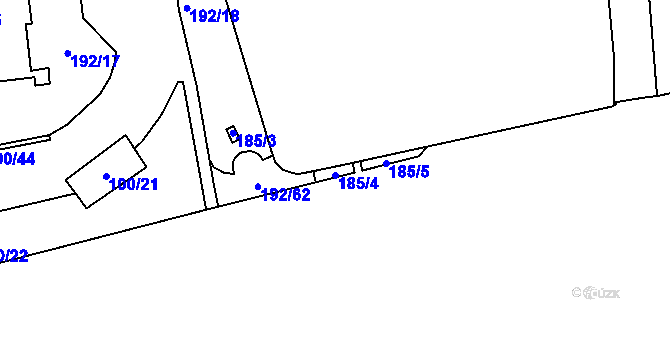 Parcela st. 185/4 v KÚ Břevnov, Katastrální mapa