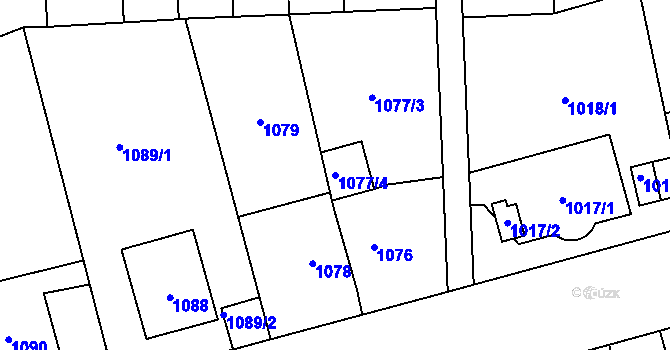 Parcela st. 1077/4 v KÚ Břevnov, Katastrální mapa