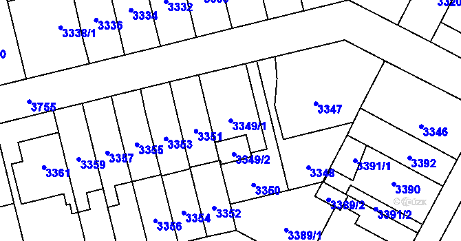 Parcela st. 3349/1 v KÚ Břevnov, Katastrální mapa