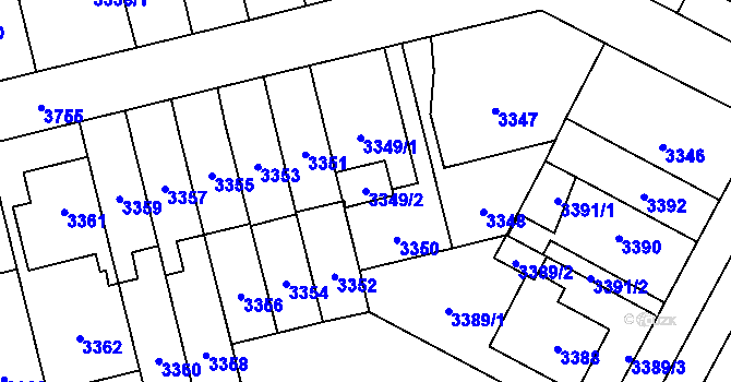 Parcela st. 3349/2 v KÚ Břevnov, Katastrální mapa