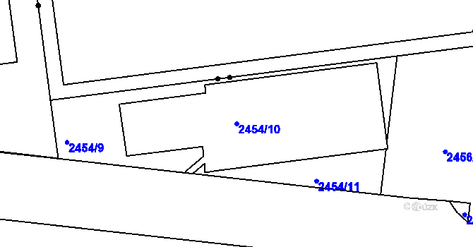 Parcela st. 2454/10 v KÚ Břevnov, Katastrální mapa