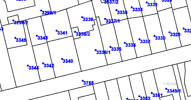 Parcela st. 3338/1 v KÚ Břevnov, Katastrální mapa