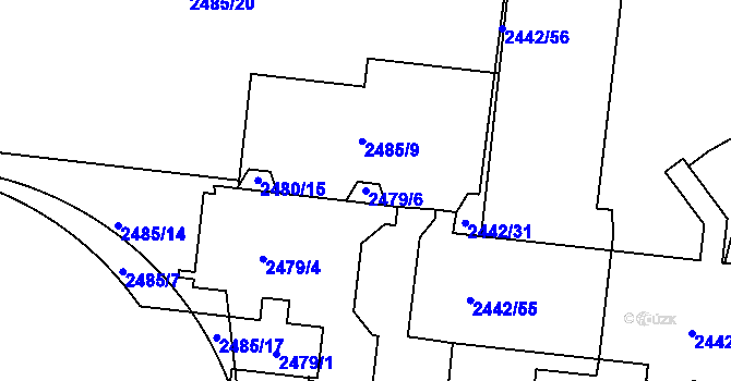 Parcela st. 2479/6 v KÚ Břevnov, Katastrální mapa
