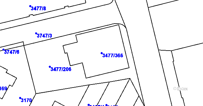 Parcela st. 3477/366 v KÚ Břevnov, Katastrální mapa