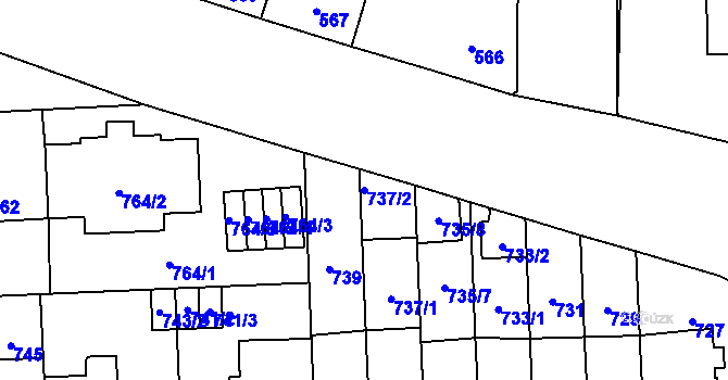 Parcela st. 737/2 v KÚ Břevnov, Katastrální mapa